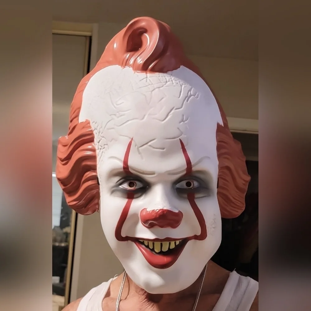 Pennywise Jumpsuit Costume and Mask Steven Kings IT Adult Size PW #909